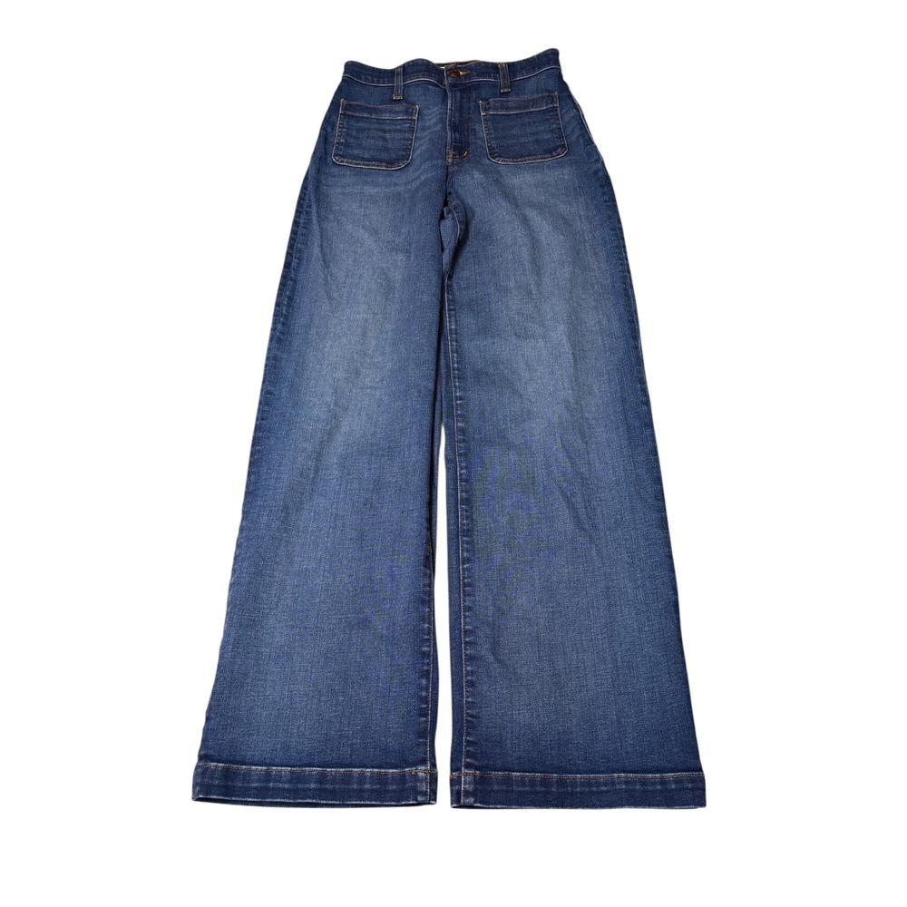 Madewell Emmett Wide-Leg Jeans Blue High Rise Patch Pocket Womens 27X30 DM8359